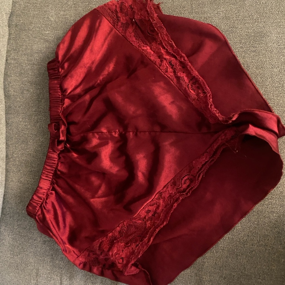 Elegant Burgundy Satin Sleep Shorts